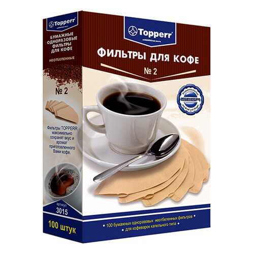 Фильтры бумажные Topperr 3015 №2 для кофеварок 100 шт в Ситилинк